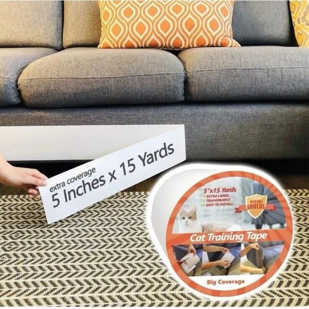 Cat Training Tape - 5"x15 Yard - Extra Wide Anti Cat Scratch Tape for Furniture